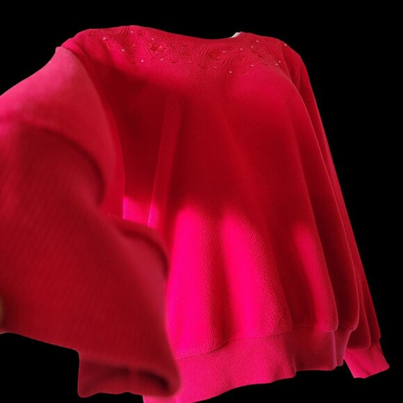 Alfred Dunner Womens Red Pullover Sweater PM Embroidered & Rhinestone Accents - Picture 2 of 13